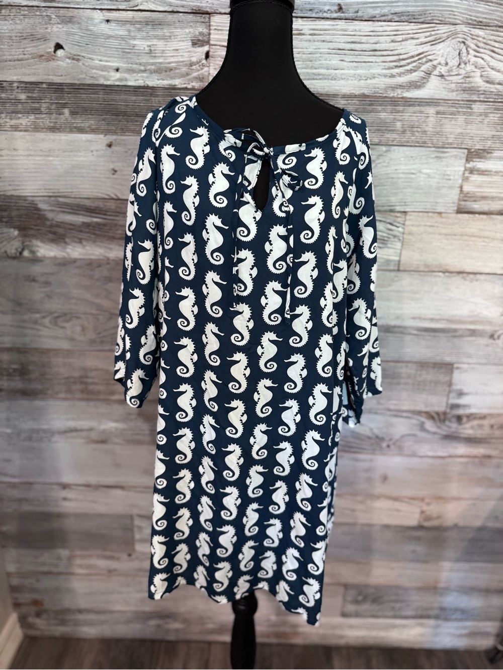 Bluegreen Seahorse Tie-Neck Swim Coverup Dress